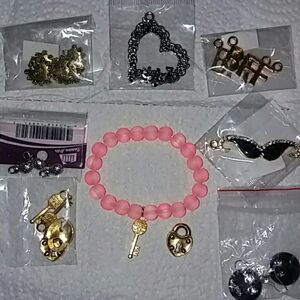 2for$13:Pink matte beaded bracelet with gold charm